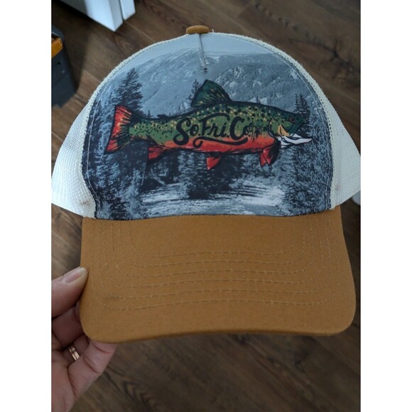 Southern Fried Cotton Fish Designed Mens Hat Mesh Trucker Adjustable Brown - Picture 2 of 4